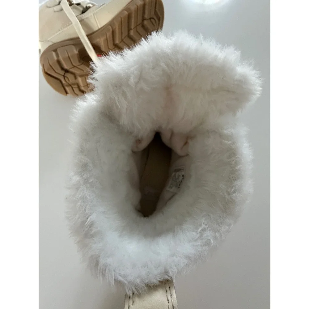 Sorel Joan of Arctic Next Lite Waterproof Boots Cream Tan Faux Fur Womens 7